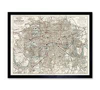 Artery8 Map Bacon 1883 London City England Plan Chart Art Print Framed Poster Wall Decor 12x16 inch