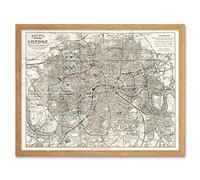 Artery8 Map Bacon 1883 London City England Plan Chart Art Print Framed Poster Wall Decor 12x16 inch