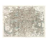 Artery8 Map Bacon 1883 London City England Plan Chart Large XL Wall Art Canvas Print