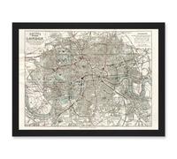 Artery8 Map Bacon 1883 Modern London City England Plan Chart Artwork Framed Wall Art Print A4 in Black Artery8 Black
