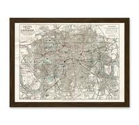 Artery8 Map Bacon 1883 Modern London City England Plan Chart Artwork Framed Wall Art Print A4 in Brown Artery8 Brown