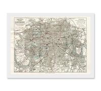 Artery8 Map Bacon 1883 Modern London City England Plan Chart Artwork Framed Wall Art Print A4 in White Artery8 White