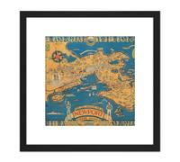Artery8 Map Barter 1945 Newport Rhode Island Souvenir 8X8 Inch Square Wooden Framed Wall Art Print Picture with Mount in Black Artery8 Black