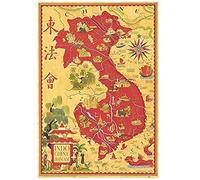 Artery8 Map Boucher 1945 French Indo-China Vietnam Pictorial Unframed Wall Art Print Poster Home Decor Premium