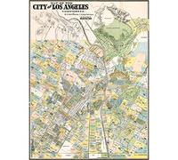 Artery8 Map City Of Los Angeles California 1884 Premium Wall Art Canvas Print 18X24 Inch