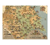 Artery8 Map Clark 1949 Yorkshire England British Railways Large XL Wall Art Canvas Print