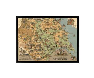 Artery8 Map Clark 1949 Yorkshire Rail England Framed Canvas Wall Art Print | Size: W18" x H24" Artery8 Multicolor W18" x H24"