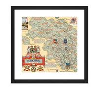 Artery8 Map Clegg 1946 West Riding Yorkshire Pictorial 9X9 Inch Square Wooden Framed Wall Art Print Picture with Mount