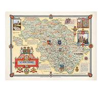 Artery8 Map Clegg 1946 West Riding Yorkshire Pictorial Unframed Wall Art Print Poster Home Decor Premium
