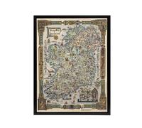 Artery8 Map Color Text 1936 Story Ireland Framed Canvas Wall Art Print | Size: W24" x H32" Artery8 Multicolor W24" x H32"