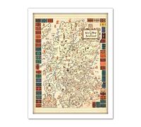Artery8 Map Colortext 1935 Story Scotland Historic Pictorial Artwork Framed Wall Art Print 18X24 Inch