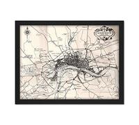 Artery8 Map Crown 1930 London City England 1660 Plan Chart Artwork Framed Wall Art Print 18X24 Inch