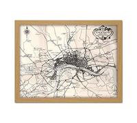 Artery8 Map Crown 1930 London City England 1660 Plan Chart Artwork Framed Wall Art Print 18X24 Inch