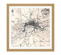 Artery8 Map Crown 1930 London City England 1660 Plan Chart Square Wooden Framed Wall Art Print Picture 16X16 Inch
