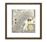Artery8 Map Curtis 1930 Creole City New Orleans 8X8 Inch Square Wooden Framed Wall Art Print Picture with Mount in Brown Artery8 Brown