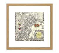 Artery8 Map Curtis 1930 Creole City New Orleans 8X8 Inch Square Wooden Framed Wall Art Print Picture with Mount in Light Oak Artery8 Light Oak