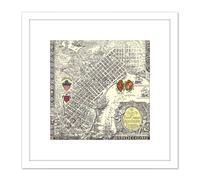 Artery8 Map Curtis 1930 Creole City New Orleans 8X8 Inch Square Wooden Framed Wall Art Print Picture with Mount in White Artery8 White