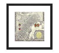Artery8 Map Curtis 1930 Creole City New Orleans 8X8 Inch Square Wooden Framed Wall Art Print Picture with Mount in Black Artery8 Black