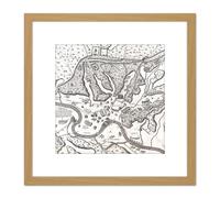 Artery8 Map Du Perac 1573 Ancient Rome Hills City Plan Chart 8X8 Inch Square Wooden Framed Wall Art Print Picture with Mount in Light Oak Artery8 Light Oak