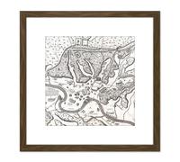 Artery8 Map Du Perac 1573 Ancient Rome Hills City Plan Chart 8X8 Inch Square Wooden Framed Wall Art Print Picture with Mount in Brown Artery8 Brown