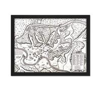 Artery8 Map Du Perac 1573 Ancient Rome Hills City Plan Chart Artwork Framed Wall Art Print 18X24 Inch