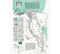 Artery8 Map Egyptian 1949 Egypt Resources Industry Premium Wall Art Canvas Print 18X24 Inch