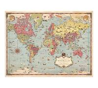 Artery8 Map Ernest Dudley Chase 1931 Mercator World Pictorial Premium Wall Art Canvas Print 18X24 Inch