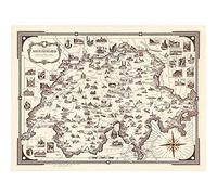 Artery8 Map Ernest Dudley Chase 1936 Switzerland Pictorial Art Print Canvas Premium Wall Decor Poster Mural