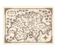 Artery8 Map Ernest Dudley Chase 1936 Switzerland Pictorial Large Wall Art Poster Print Thick Paper 18X24 Inch
