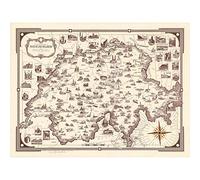 Artery8 Map Ernest Dudley Chase 1936 Switzerland Pictorial Unframed Wall Art Print Poster Home Decor Premium