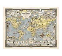 Artery8 Map Ernest Dudley Chase 1939 World Wonders Pictorial Unframed Wall Art Print Poster Home Decor Premium