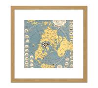 Artery8 Map Ernest Dudley Chase 1942 Aviation Flying Aeroplanes 8X8 Inch Square Wooden Framed Wall Art Print Picture with Mount in Light Oak Artery8 Light Oak