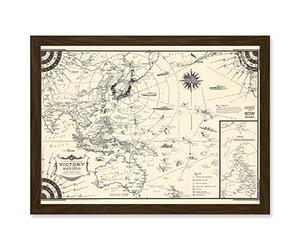 Artery8 Map Ernest Dudley Chase 1944 Pacific Victory Japan World War 2 WWII Artwork Framed Wall Art Print A4
