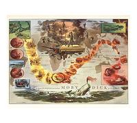 Artery8 Map Everett 1956 Melville Moby Dick Pequod Pictorial Premium Wall Art Canvas Print 18X24 Inch