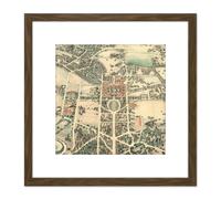 Artery8 Map Farmer 1934 Stanford University Birds Eye 8X8 Inch Square Wooden Framed Wall Art Print Picture with Mount in Brown Artery8 Brown