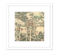 Artery8 Map Farmer 1934 Stanford University Birds Eye 8X8 Inch Square Wooden Framed Wall Art Print Picture with Mount in White Artery8 White