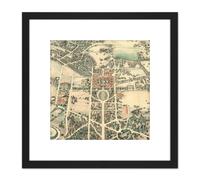 Artery8 Map Farmer 1934 Stanford University Birds Eye 8X8 Inch Square Wooden Framed Wall Art Print Picture with Mount in Black Artery8 Black