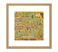 Artery8 Map Fisher 1932 University Chicago Alumnae 8X8 Inch Square Wooden Framed Wall Art Print Picture with Mount in Light Oak Artery8 Light Oak