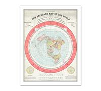 Artery8 Map Gleason 1892 World Time Calculator Flat Earth Artwork Framed Wall Art Print 18X24 Inch