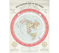 Artery8 Map Gleason 1892 World Time Calculator Flat Earth Premium Wall Art Canvas Print 18X24 Inch