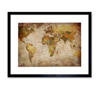 Wee Blue Coo Map Globe World Atlas Antique Style Modern Layout Framed Wall Art Print