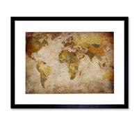 Artery8 Map Globe World Atlas Antique Style Modern Layout Framed Wall Art Print