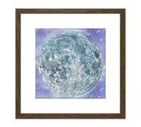 Artery8 Map Hammond 1966 Moon Chart Space Lunar Diagram 8X8 Inch Square Wooden Framed Wall Art Print Picture with Mount in Brown Artery8 Brown