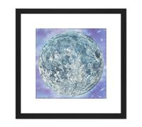 Artery8 Map Hammond 1966 Moon Chart Space Lunar Diagram 8X8 Inch Square Wooden Framed Wall Art Print Picture with Mount in Black Artery8 Black