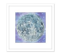 Artery8 Map Hammond 1966 Moon Chart Space Lunar Diagram 8X8 Inch Square Wooden Framed Wall Art Print Picture with Mount in White Artery8 White
