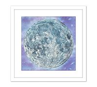 Artery8 Map Hammond 1966 Moon Chart Space Lunar Diagram 9X9 Inch Square Wooden Framed Wall Art Print Picture with Mount