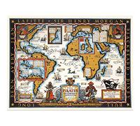 Artery8 Map Harbold 1938 Famous Pirates World Pictorial Large Wall Art Poster Print Thick Paper 18X24 Inch