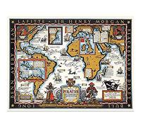 Artery8 Map Harbold 1938 Famous Pirates World Pictorial Unframed Wall Art Print Poster Home Decor Premium