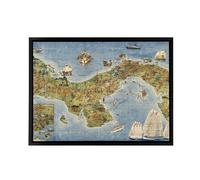 Artery8 Map Herman 1941 Panama Canal Framed Canvas Wall Art Print | Size: W24" x H32" Artery8 Multicolor W24" x H32"