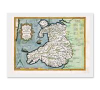 Artery8 Map Humphrey Llwyds Map Wales 1572 Britain UK Artwork Framed Wall Art Print A4 in White Artery8 White